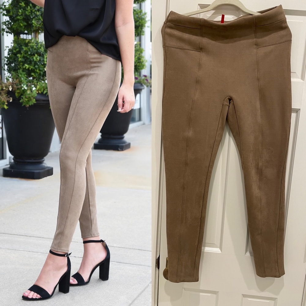 Spanx Faux Suede Leggings, XL, Camel, Worn 1x